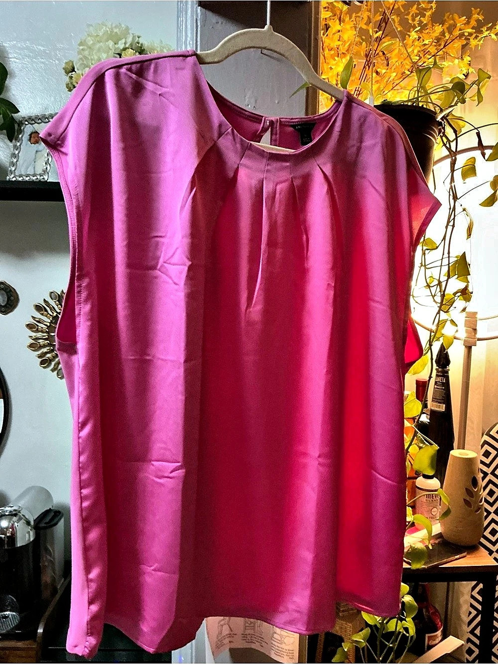 Ann Taylor Pleated Blouse in Pink Size XL New